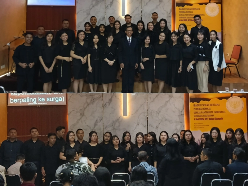 Dokumentasi Persembahan Pujian Gift Choir dalam ibadah Paskah gabungan pemuda-remaja GPT se-Surabaya di GPT Kristus Penolong